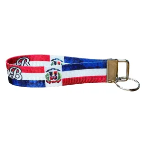 Dominican Republic Artistic Flag Nylon Keychain Wristlet with Customizable Name Print - Personalized Wristlet Keychain for Pride and Identity