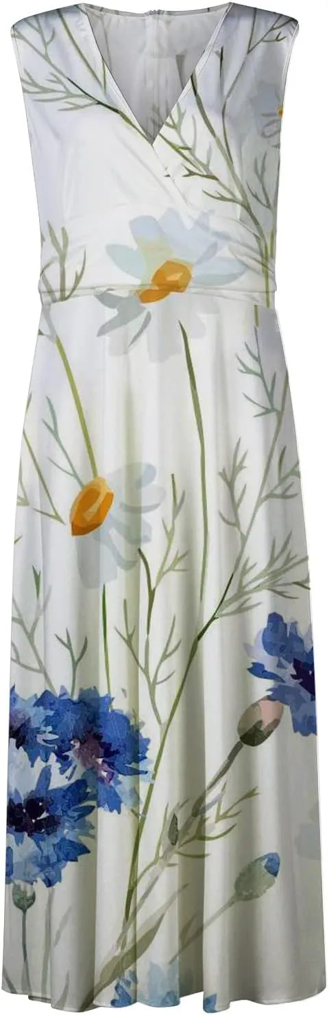 Elegant Floral Maxi Dress for Women, Sleeveless V-Neck Summer Dress, Lightweight and Comfortable