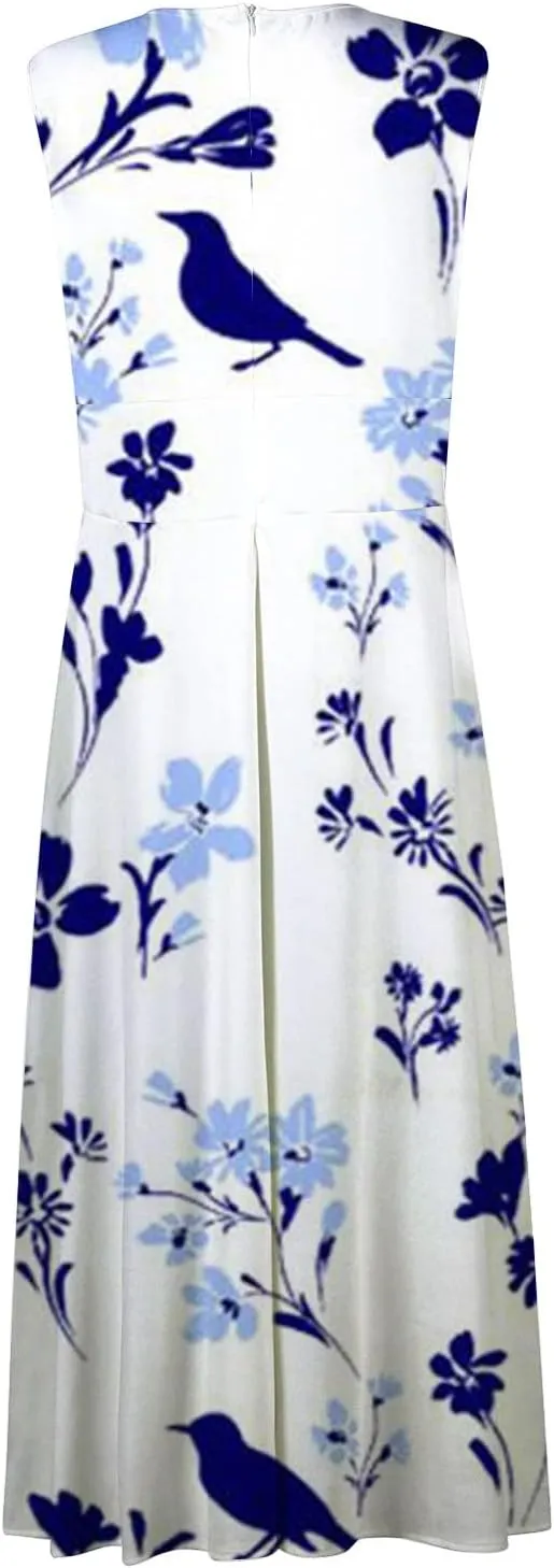 Elegant Floral Maxi Dress for Women, Sleeveless V-Neck Summer Dress, Lightweight and Comfortable