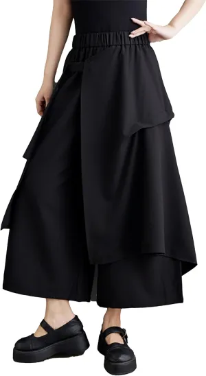 ellazhu Women's Puffy Drawstring Elastic Waist Wide Leg Harem Pants GZ177 A