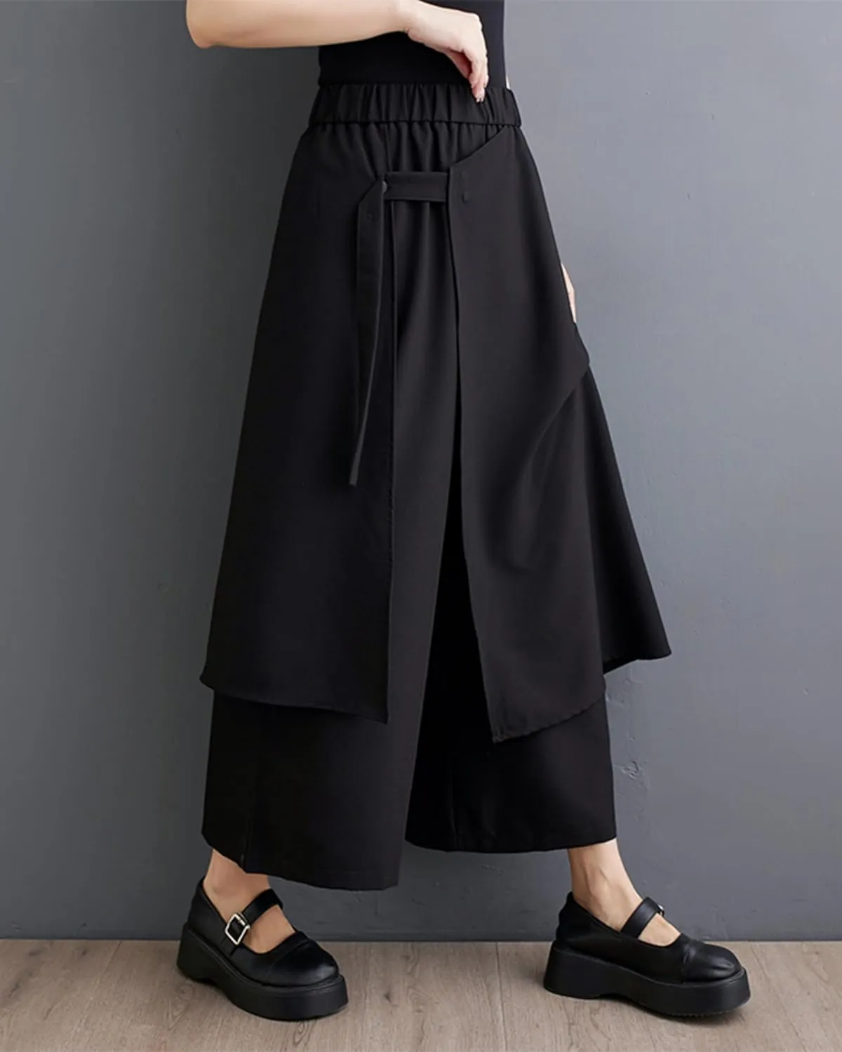 ellazhu Women's Puffy Drawstring Elastic Waist Wide Leg Harem Pants GZ177 A