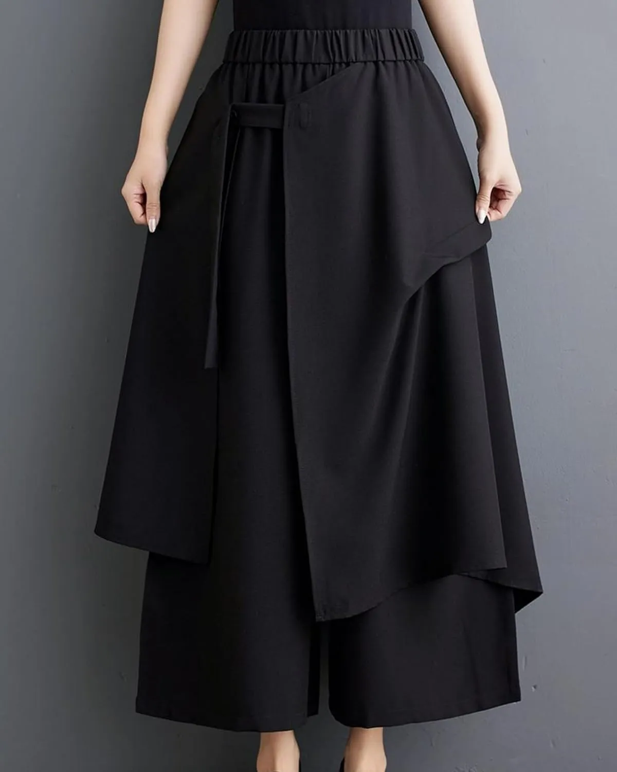 ellazhu Women's Puffy Drawstring Elastic Waist Wide Leg Harem Pants GZ177 A