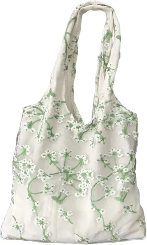 Embroidered lace handbag - beach wallet, holiday art canvas shoulder bag, large capacity canvas bucket