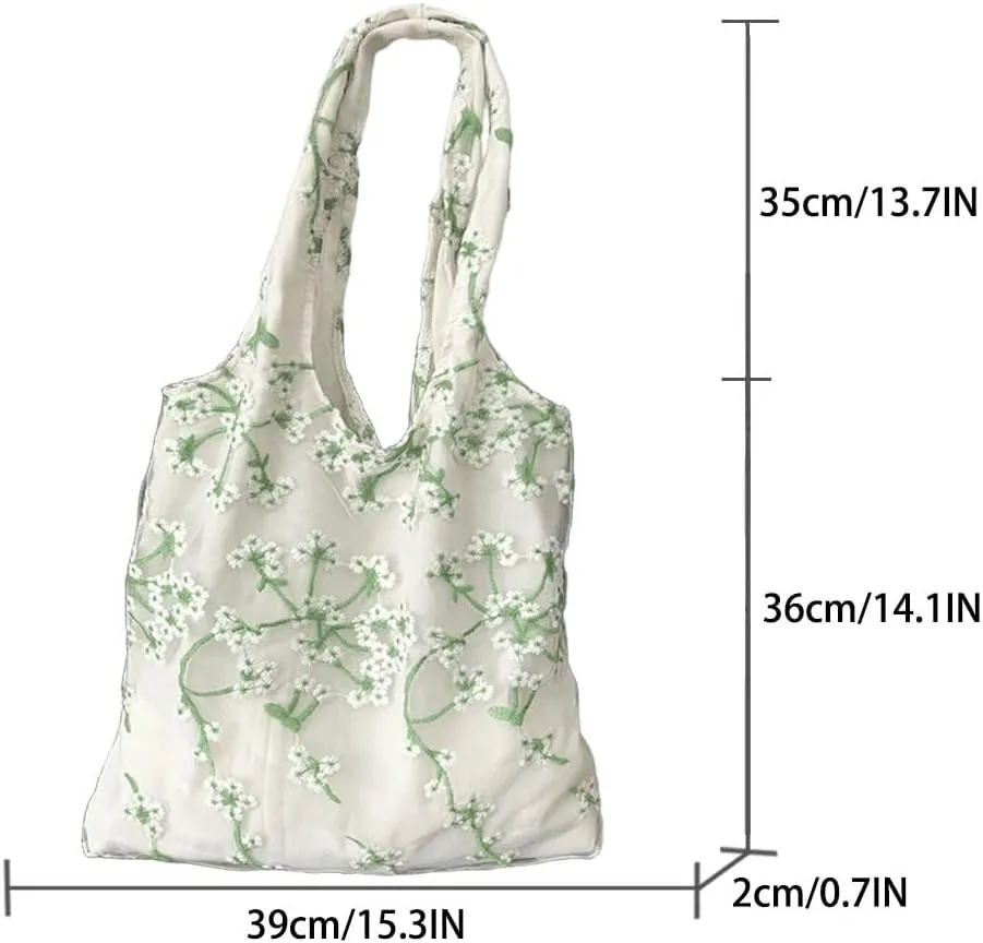 Embroidered lace handbag - beach wallet, holiday art canvas shoulder bag, large capacity canvas bucket