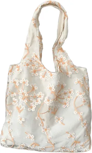 Embroidered lace handbag - beach wallet, holiday art canvas shoulder bag, large capacity canvas bucket