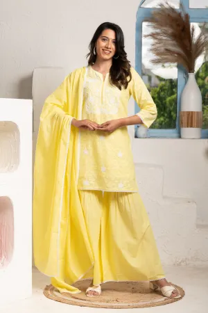 Embroidered Yoke Yellow