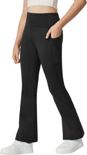 Ewedoos Girls Fleece Lined Flare Leggings with Pockets Cute Preppy Clothes for Girls Yoga Pants Bell Bottoms