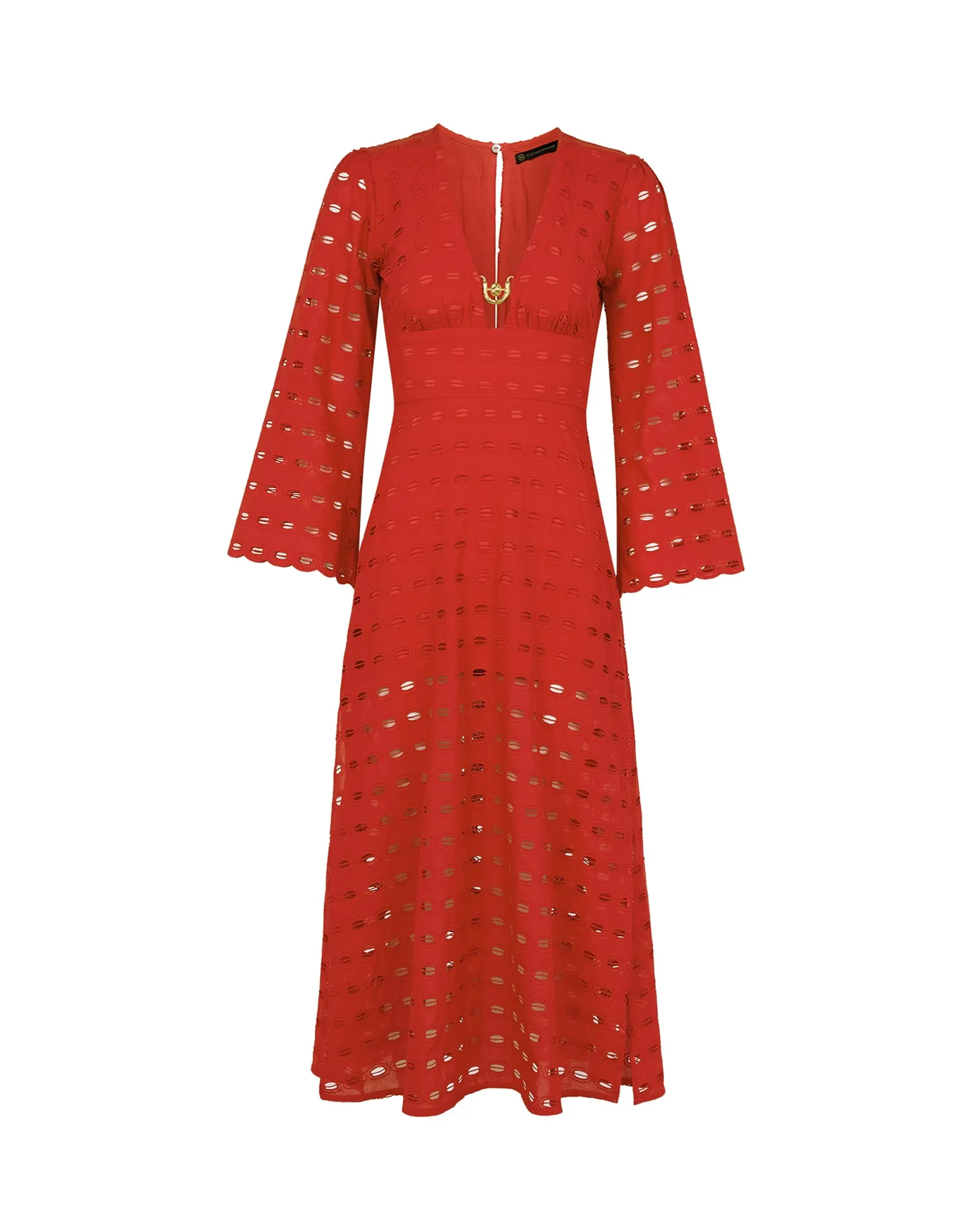 Eyelet Raya Long Dress - Ruby