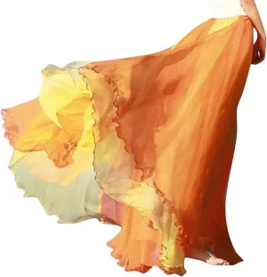 Flowy Boho Skirts for Women Retro Maxi Skirt Summer Beach Floral Skirt Plus Size Pleated Skirt Hawaiian Vacation Outfits