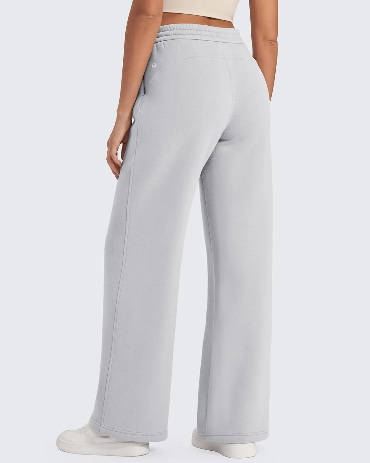 G4Free Fleece Lined Pants Women Drawstring Waist Wide Leg Pants Winter Warm Lounge Sweatpants with Pockets 29''/31''/33''