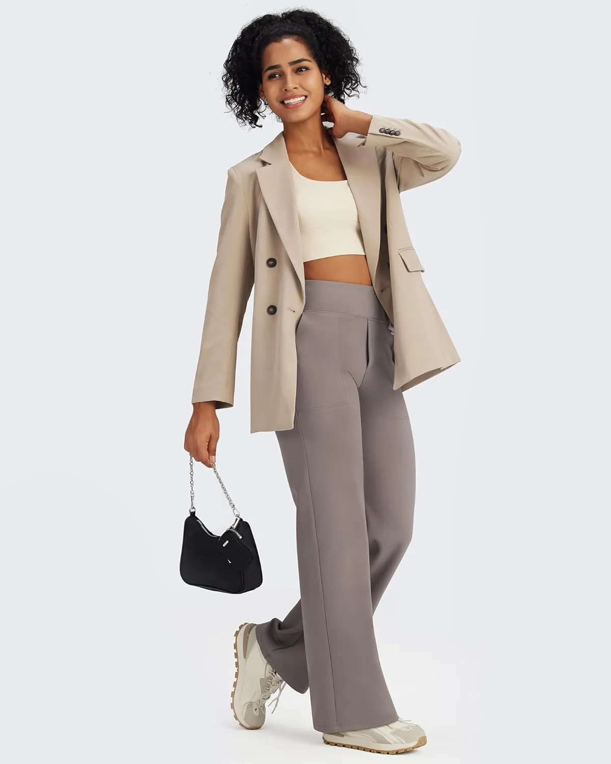 G4Free Fleece Lined Pants Women High Waisted Wide Leg Pants Winter Warm Thermal Sweatpants with Pockets 29"/31"/33"