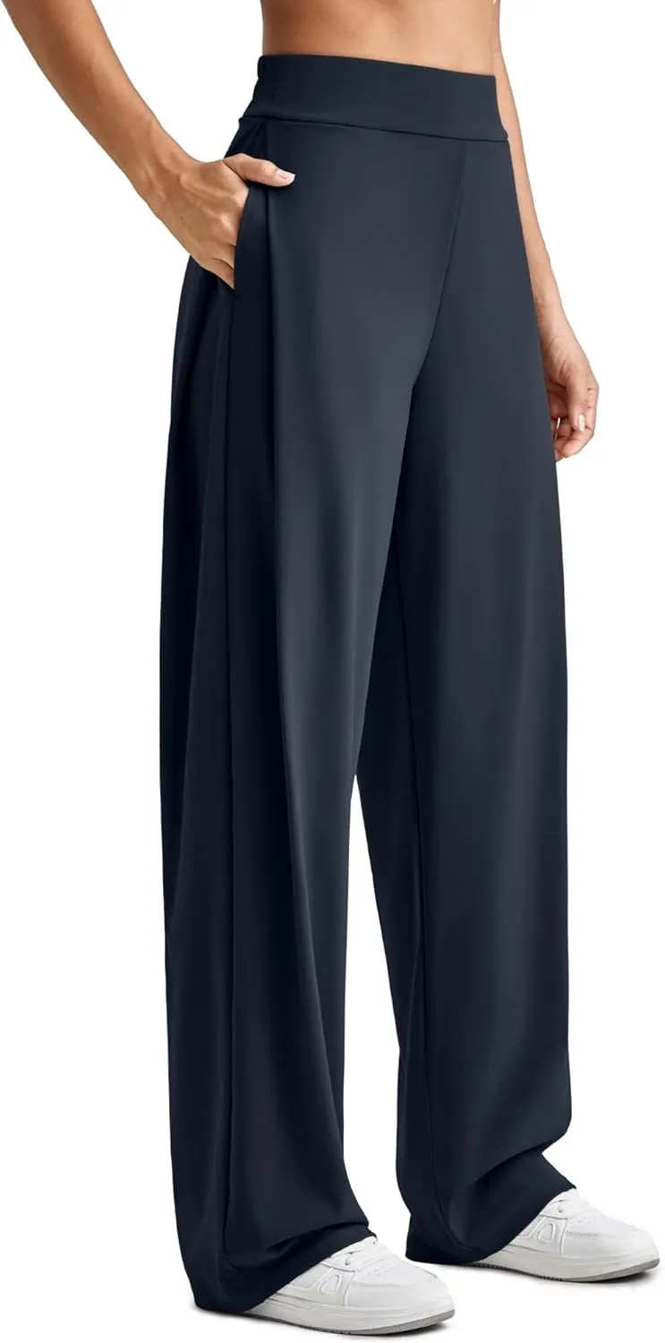 G4Free ShiftReady Women Wide Leg Yoga Pants with Pockets High Waisted Trousers Pant Business Casual Petite/Regular/Tall