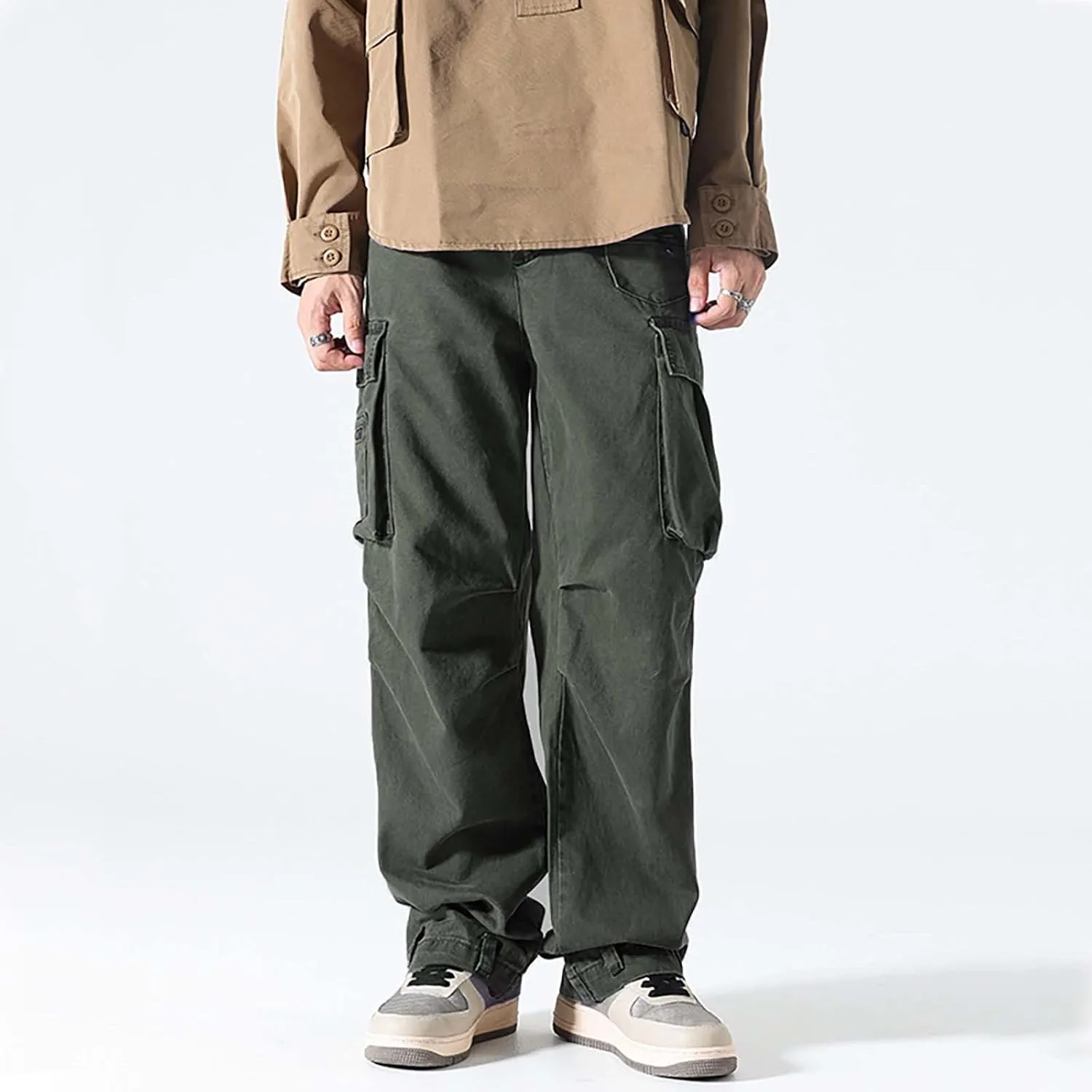 GIERIDUC Cargo Pants for Men Relaxed Fit Black Dress Pants Men Slim Fit Wide Leg Corduroy Pants Mens Stretch Suit Pants Mens