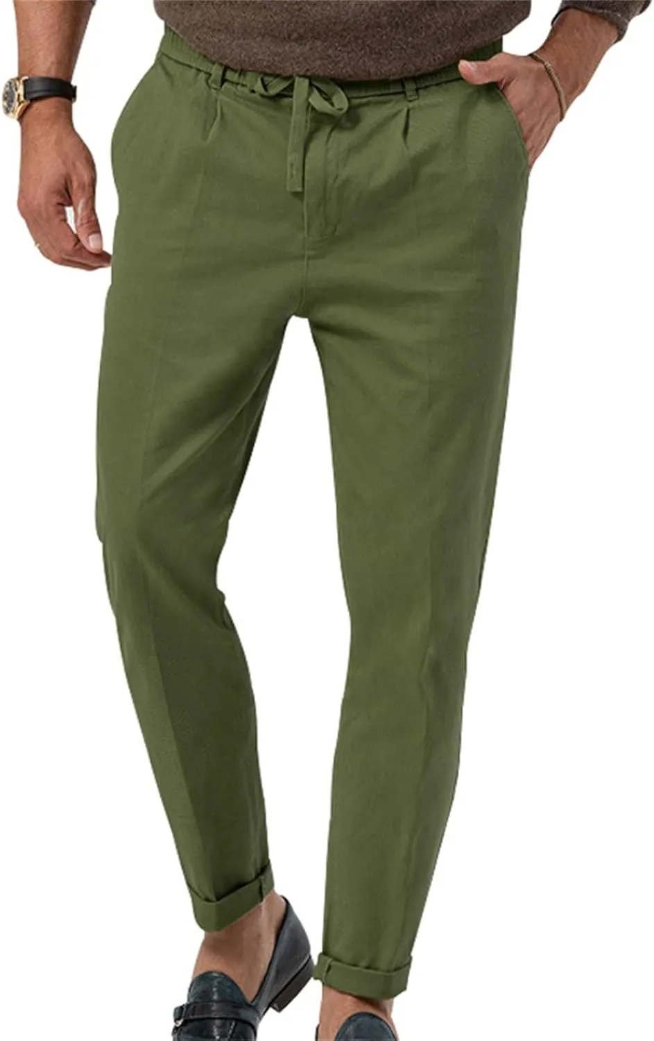 GIERIDUC Mens Casual Pants Relaxed Fit Husky Mens Elastic Waist Casual Mens Black Slim Fit Trousers Best Dress Pants for Men