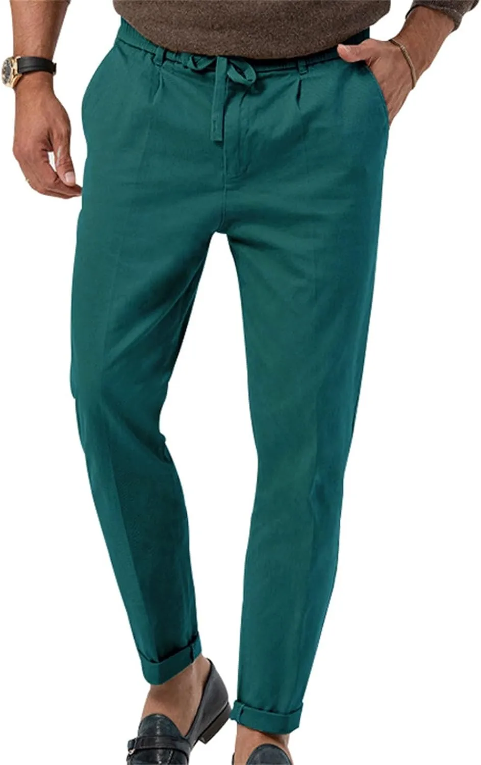 GIERIDUC Mens Casual Pants Relaxed Fit Husky Mens Elastic Waist Casual Mens Black Slim Fit Trousers Best Dress Pants for Men
