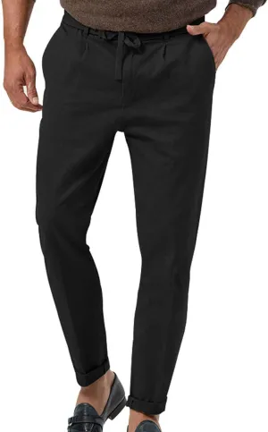 GIERIDUC Mens Casual Pants Relaxed Fit Husky Mens Elastic Waist Casual Mens Black Slim Fit Trousers Best Dress Pants for Men