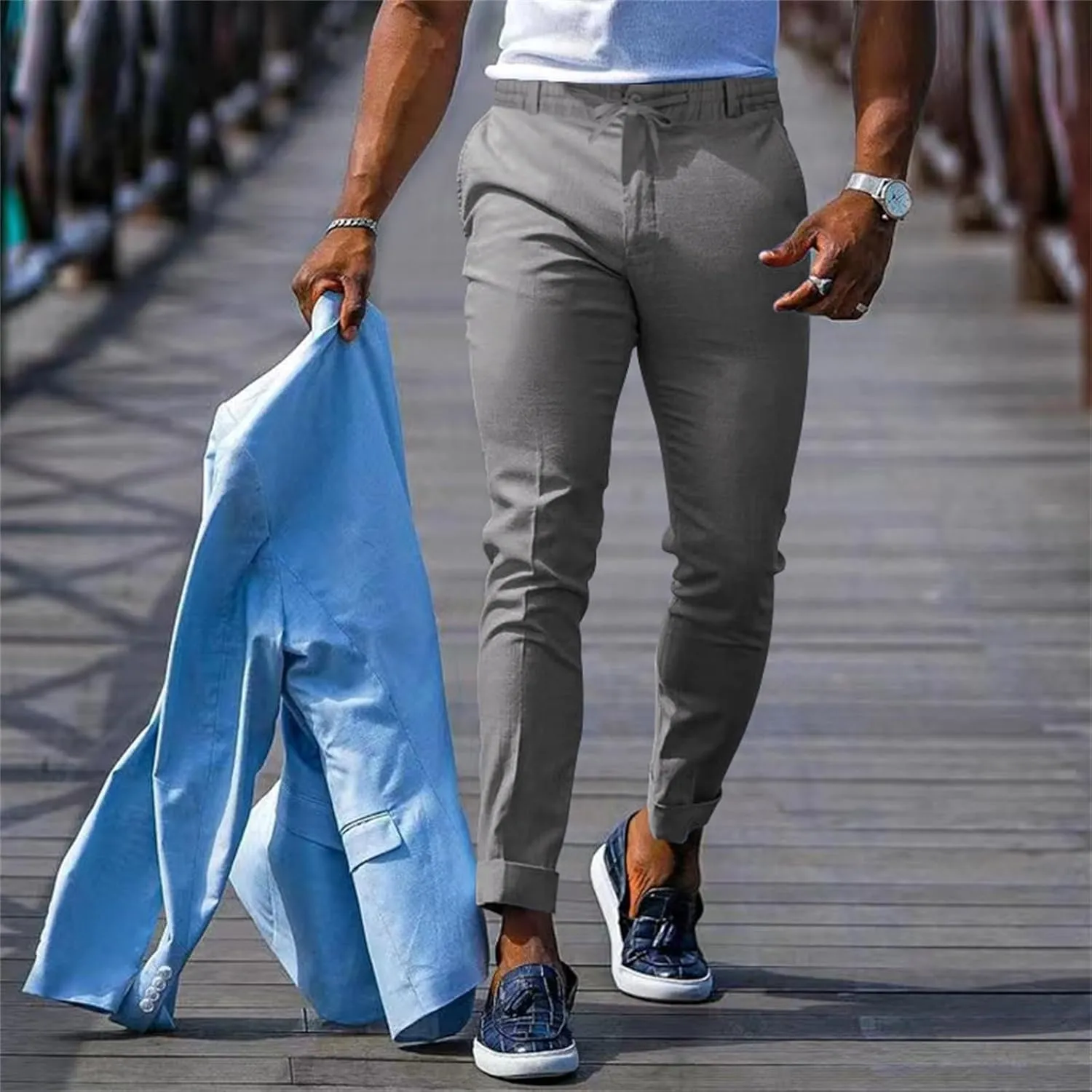 GIERIDUC Men's Drawstring Waist Cargo Pants Sweatpants Men Zipper Pockets Tactical Clothing for Men Heavyweight Joggers Mens