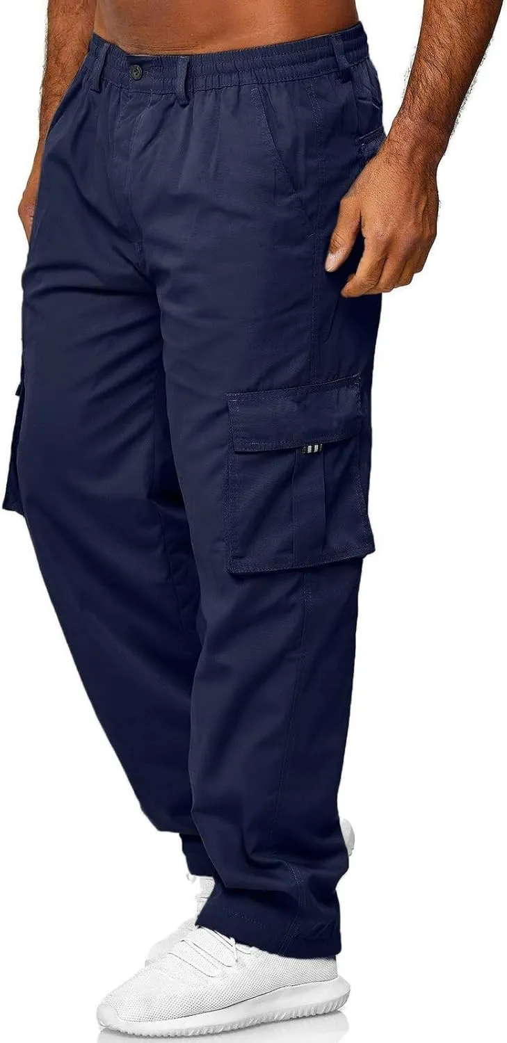 GIERIDUC Men's Lightweight Cargo Pants Sweatpants Athletic Running Fashion Trousers Drawstring Loose Fit Joggers with Pockets