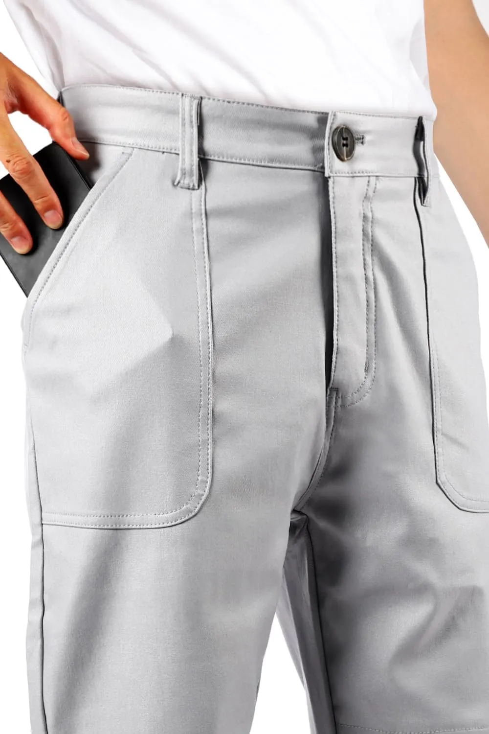 GINGTTO Mens Faux Leather Cargo Pants Flared Bell Bottoms with Pockets for Men 70s Party Pants