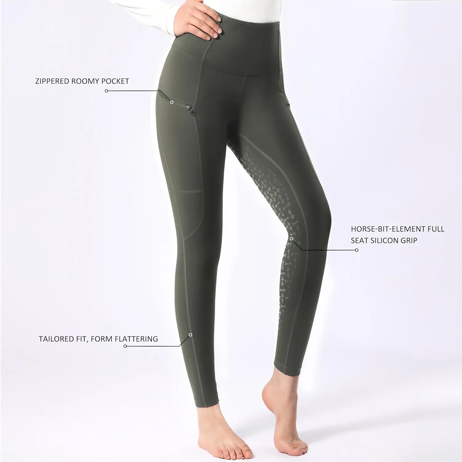 Harrison Howard Women's Full Seat Silicon Grip Equestrian Breeches Horse Riding Tights High Waisted Leggings