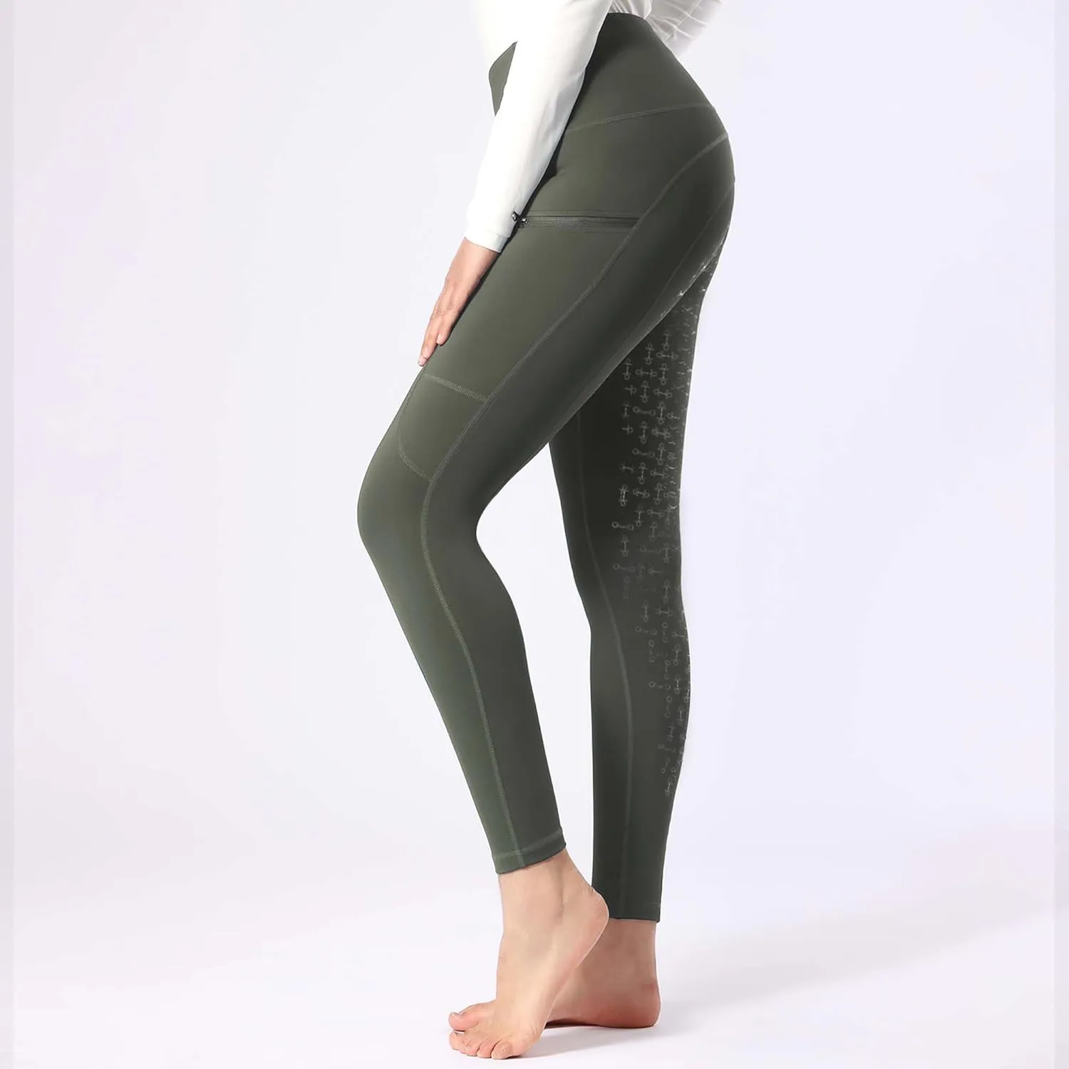 Harrison Howard Women's Full Seat Silicon Grip Equestrian Breeches Horse Riding Tights High Waisted Leggings