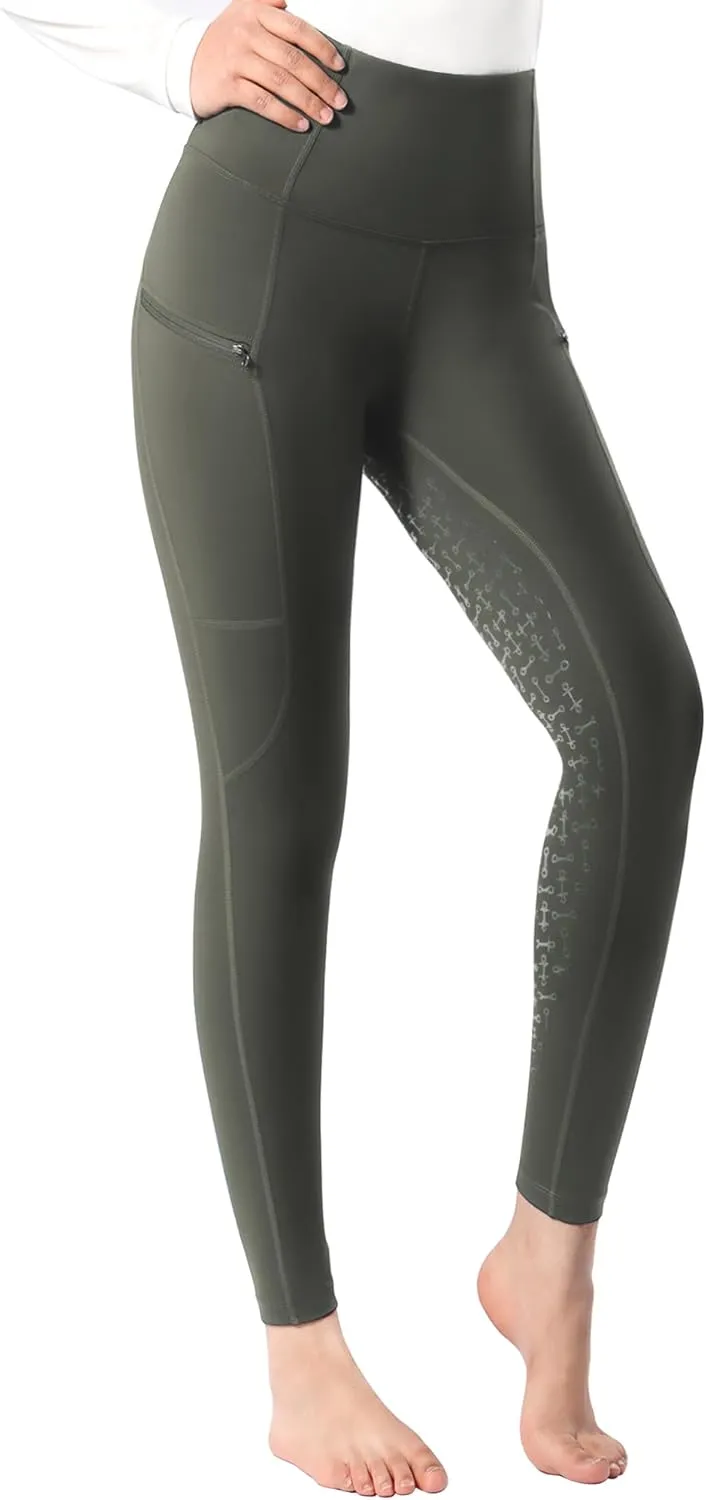 Harrison Howard Women's Full Seat Silicon Grip Equestrian Breeches Horse Riding Tights High Waisted Leggings
