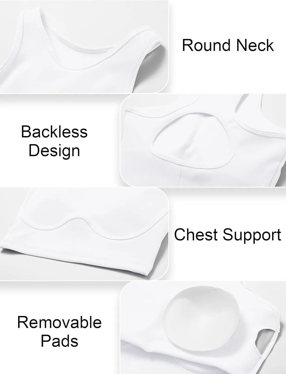 High Neck Longline Sports Bra for Women Supportive Workout Tops Built in Bra Racerback Yoga Gym Tank Crop Top