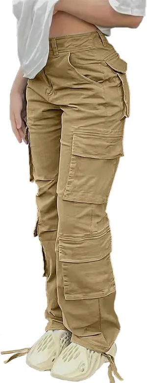 High Waisted Pants for Women Cargo Pants Jogger Straight Wide Leg Baggy with Pockets Streetwear Parachute Pants Y2k