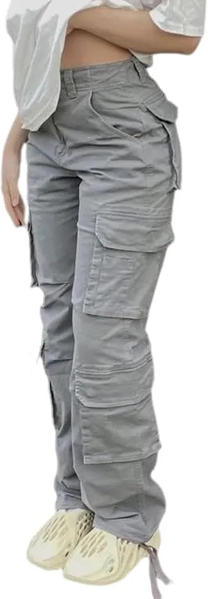 High Waisted Pants for Women Cargo Pants Jogger Straight Wide Leg Baggy with Pockets Streetwear Parachute Pants Y2k
