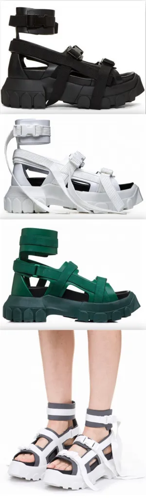 Hiking Spartan Sandals - Black, White, Green, White and Grey