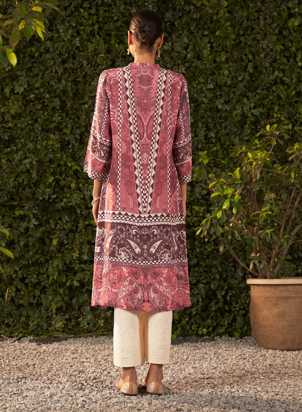Ira Burgundy Printed Shantoon Kurta for Women