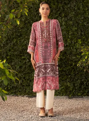 Ira Burgundy Printed Shantoon Kurta for Women
