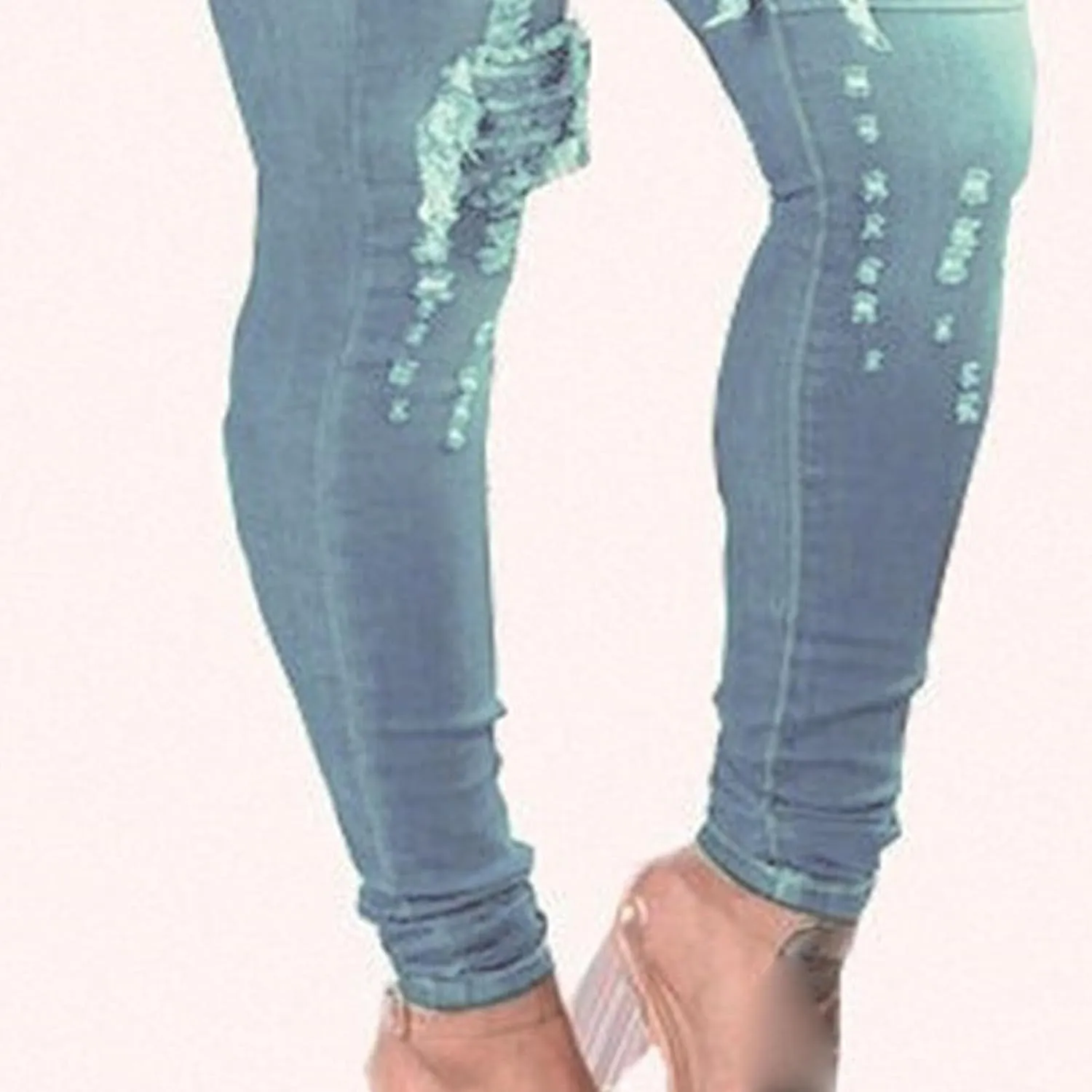 JEKE-DG Women's High Waist Ripped Ankle Jeans Distressed Butt Lifting Denim Stretch Slim Skinny Trousers
