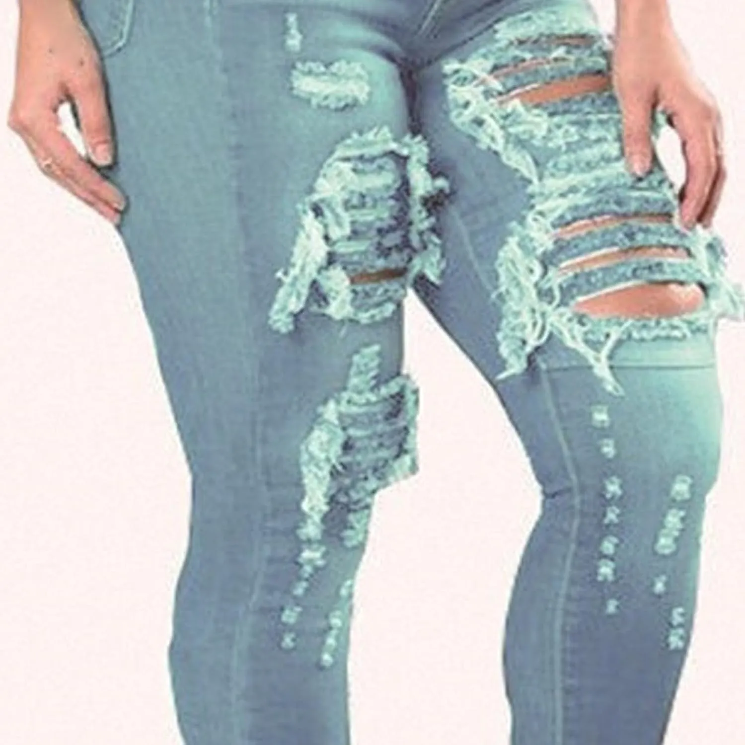 JEKE-DG Women's High Waist Ripped Ankle Jeans Distressed Butt Lifting Denim Stretch Slim Skinny Trousers