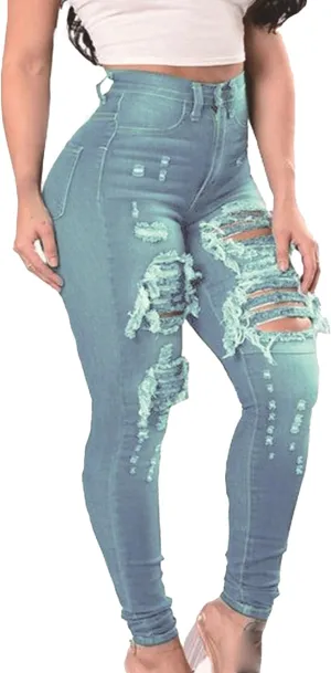 JEKE-DG Women's High Waist Ripped Ankle Jeans Distressed Butt Lifting Denim Stretch Slim Skinny Trousers