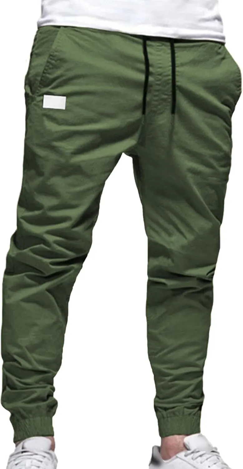 JEShifangjiusu Mens Pants Cargo Joggers Sweatpants Casual Drawstring Beach Outdoor Pant Slim Fit Chino Trousers With Pockets