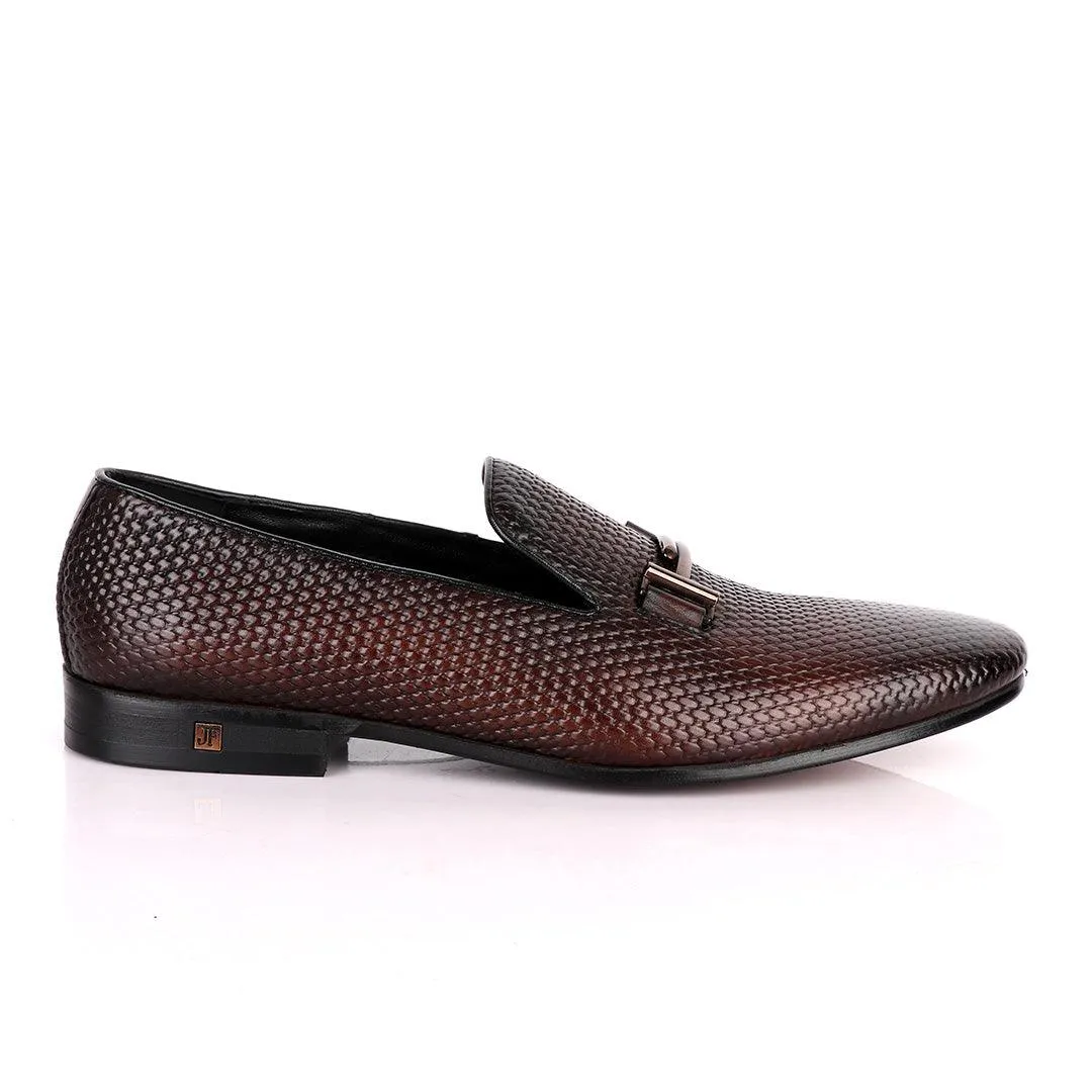 John Foster Classic Coffee Basket Mode Leather Formal Shoe