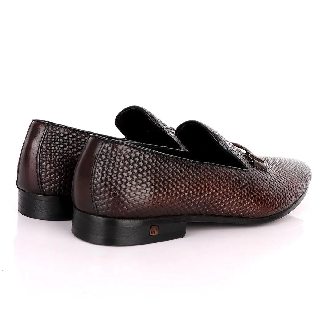 John Foster Classic Coffee Basket Mode Leather Formal Shoe