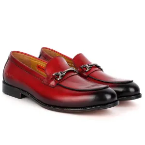 John Foster Exquisite Red Executive Shoe With Stylish Black Design And Silver Logo Design