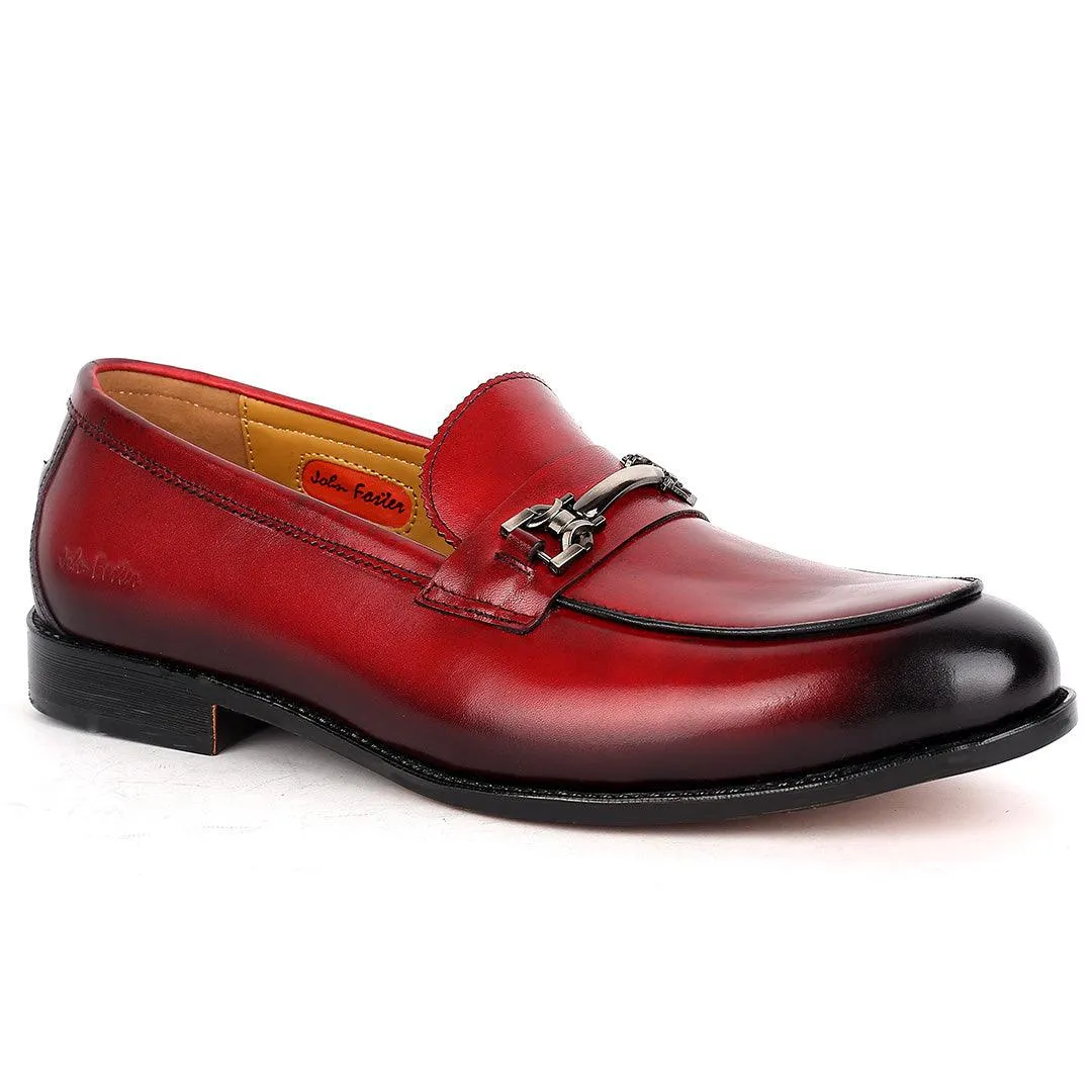 John Foster Exquisite Red Executive Shoe With Stylish Black Design And Silver Logo Design