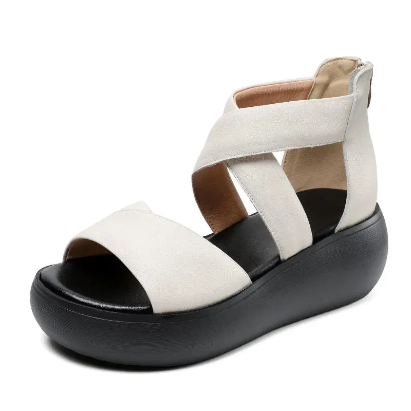 Joskaa 2024 New Genuine Leather Chunky Sandals