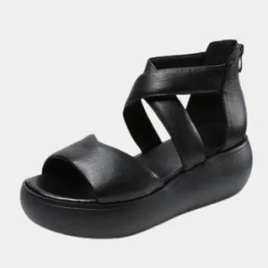 Joskaa 2024 New Genuine Leather Chunky Sandals