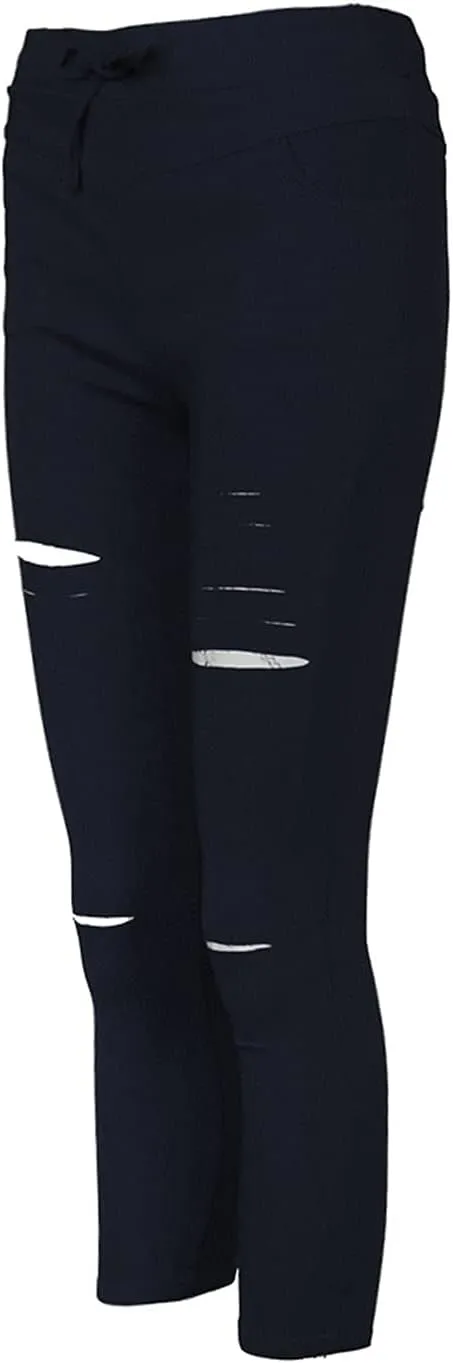 Kaxiya2021 Women's Cutout Ripped Skinny Leggings High Waist Drawstring Distressed Workout Stretchy Slim Trousers Yoga Pants