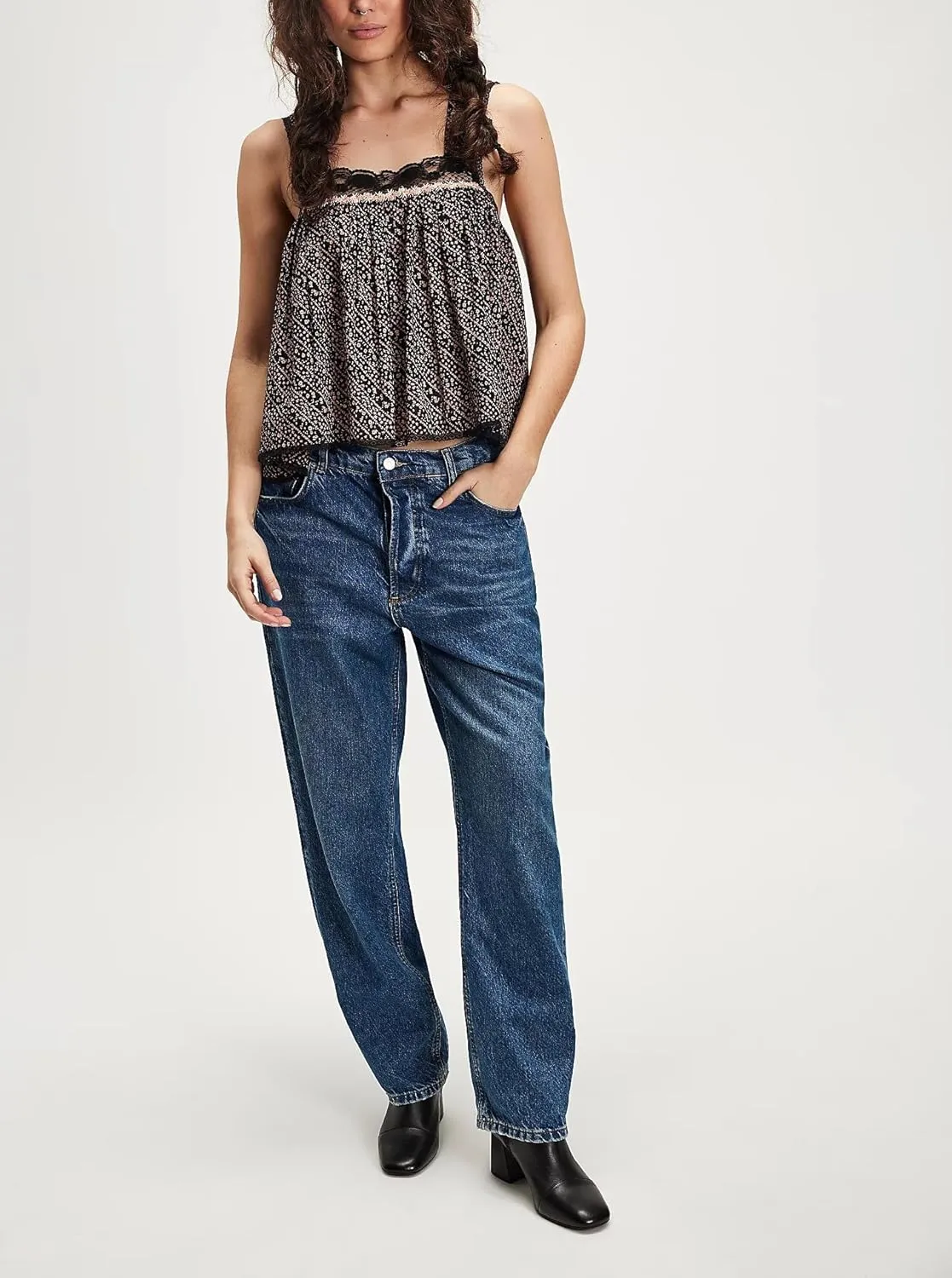 Lace Trim Tie Front Tank Tops for Women Cute Beach Sheer Ruffle Flowy Crop Blouse Boho Button Up Eyelet Cami Shirts