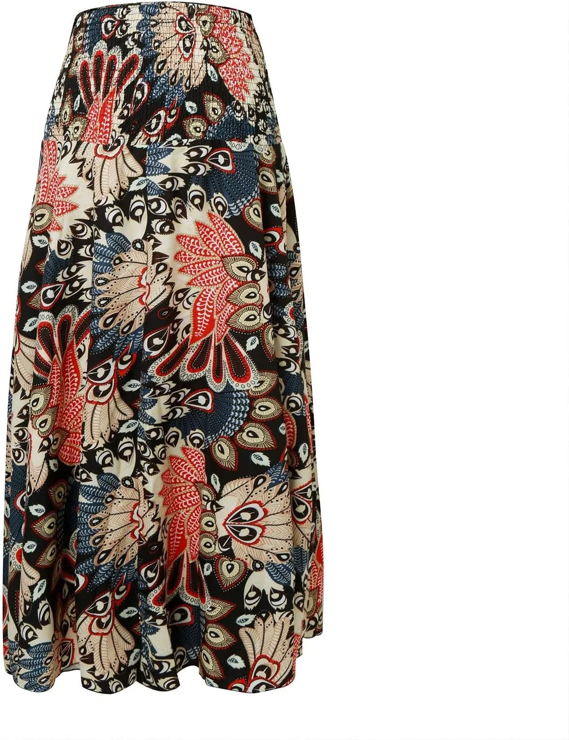 Ladies Boho Maxi Skirts Summer Beach Flowy Tiered High Waist A-Line Skirt Vintage Bohemian Mexico Vacation Outfits for Women