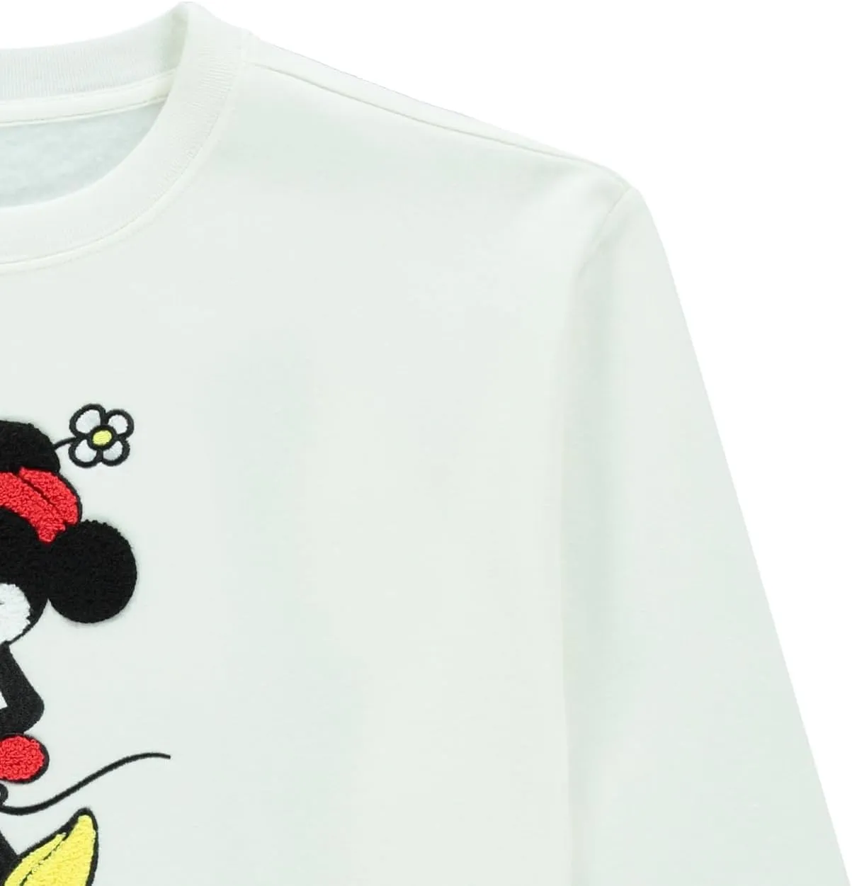 Ladies Mickey Mouse Fashion Sweatshirt Crewneck - Chenille Patch & Embroidery Sleeve - Mickey & Minnie Sweatshirt