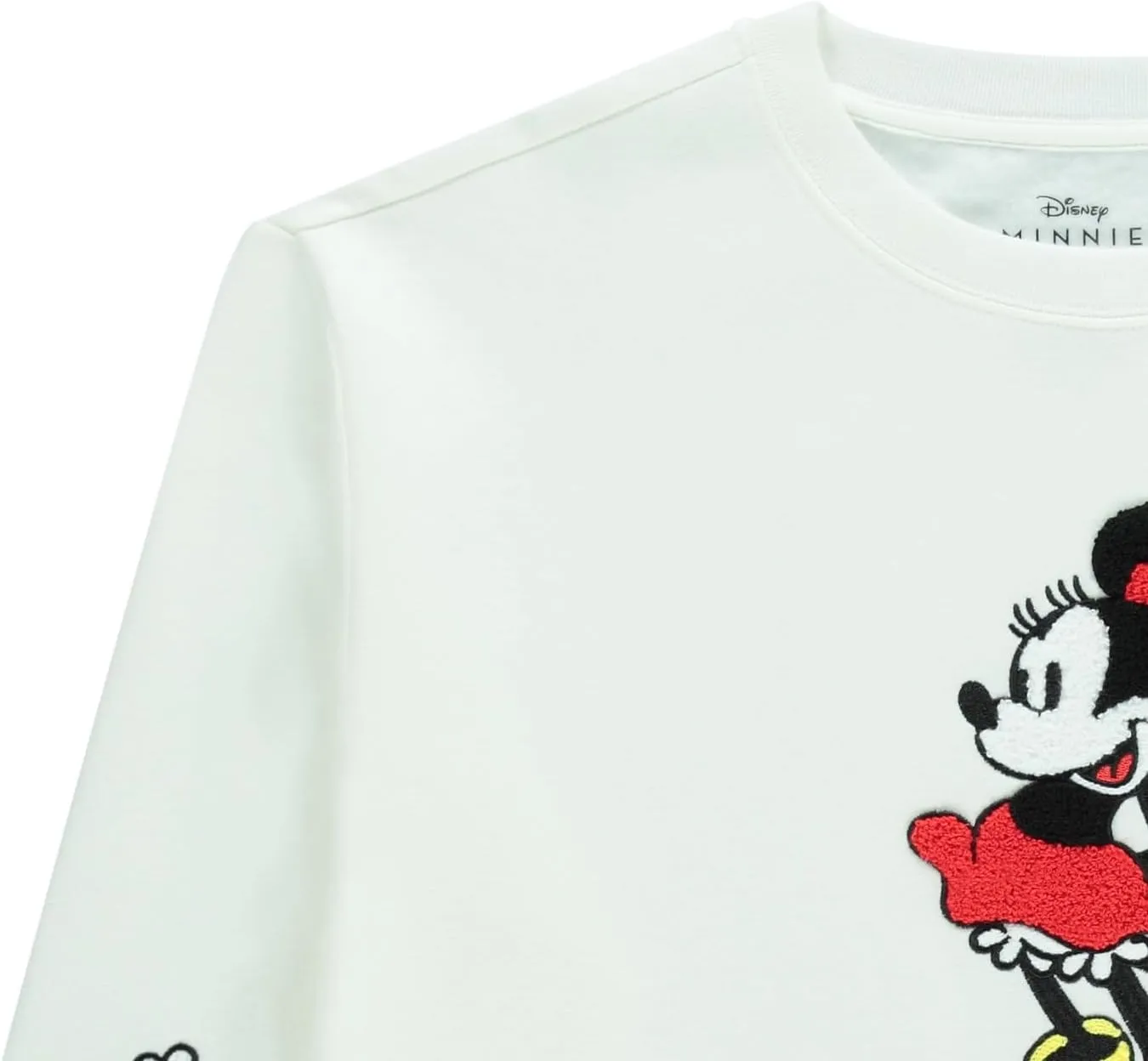 Ladies Mickey Mouse Fashion Sweatshirt Crewneck - Chenille Patch & Embroidery Sleeve - Mickey & Minnie Sweatshirt