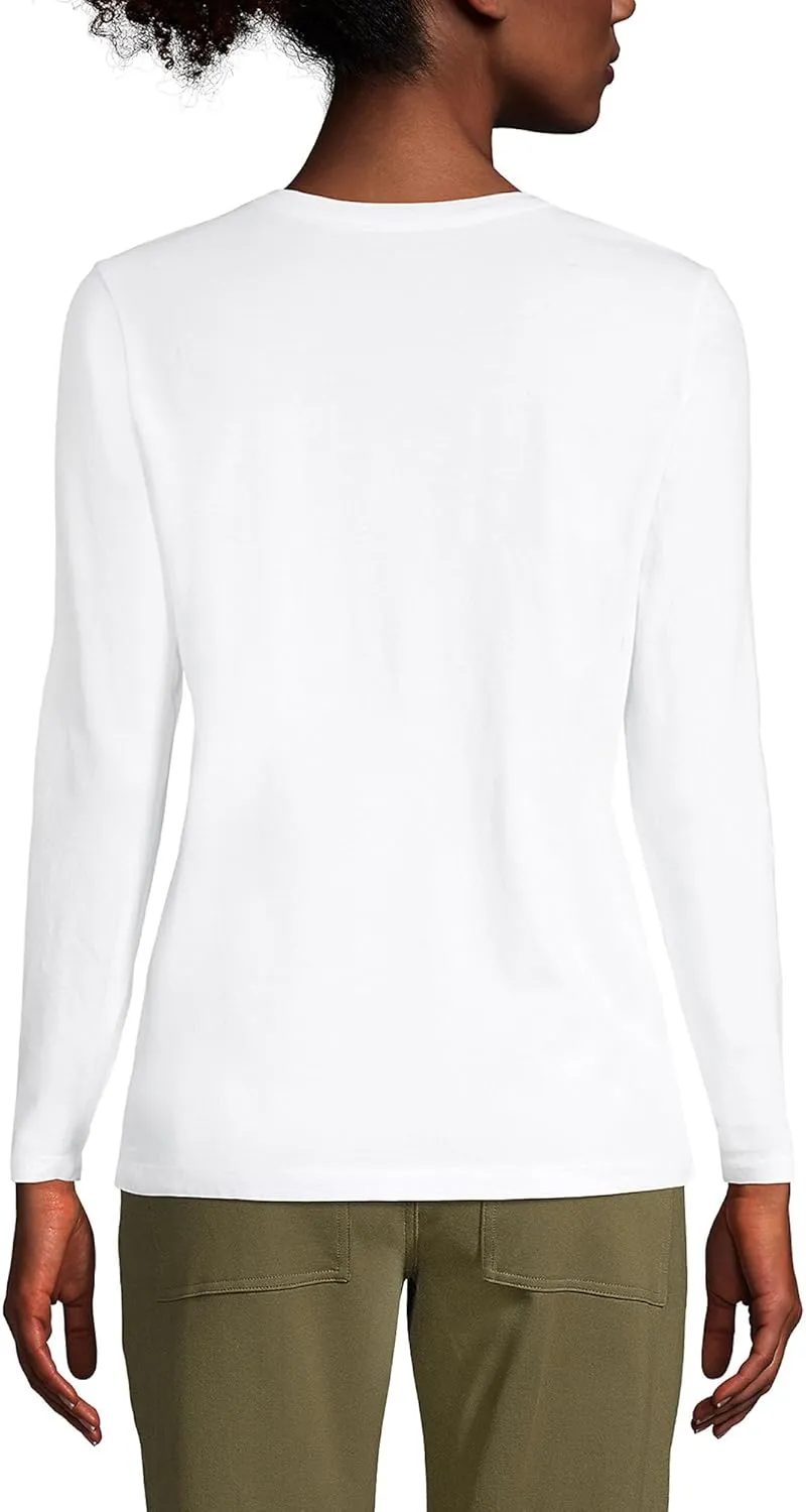 Lands' End Women's Relaxed American-Grown Supima Cotton Long Sleeve Crew Neck T-Shirt