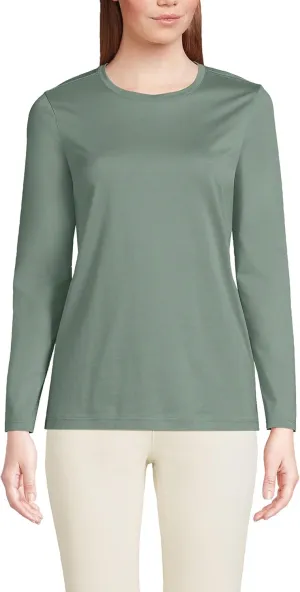 Lands' End Women's Relaxed American-Grown Supima Cotton Long Sleeve Crew Neck T-Shirt