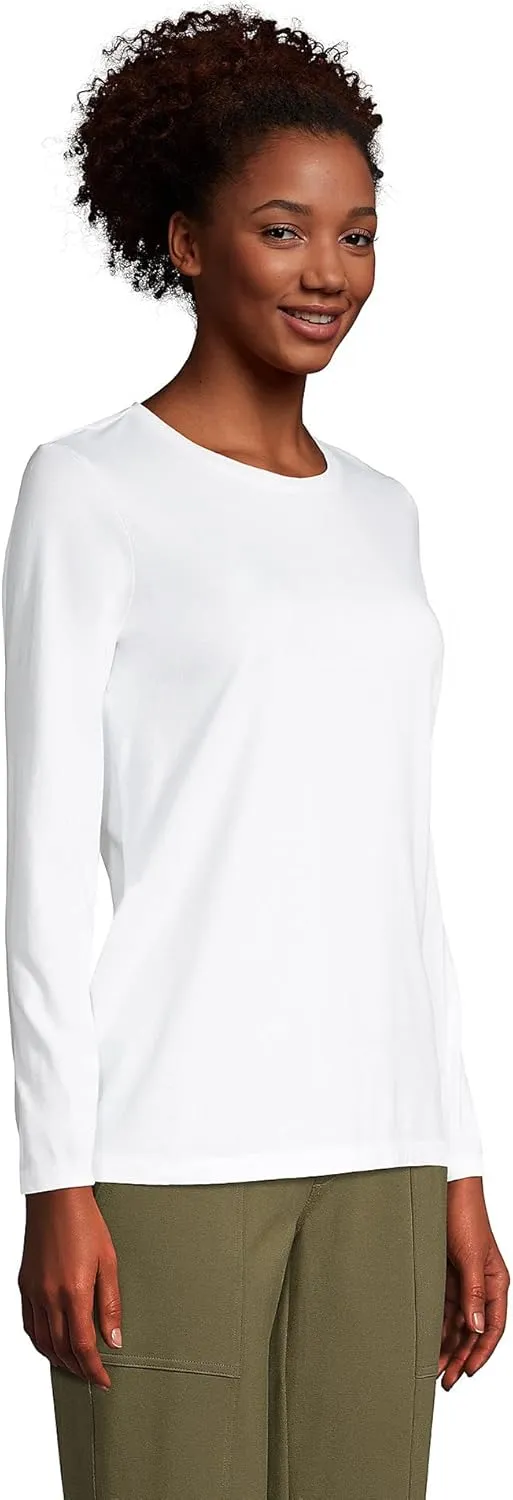 Lands' End Women's Relaxed American-Grown Supima Cotton Long Sleeve Crew Neck T-Shirt
